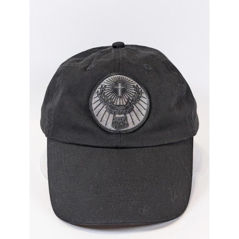 Jagermeister Black Strapback Hat Stag Logo Cross Patch Adjustable Cap Barwear